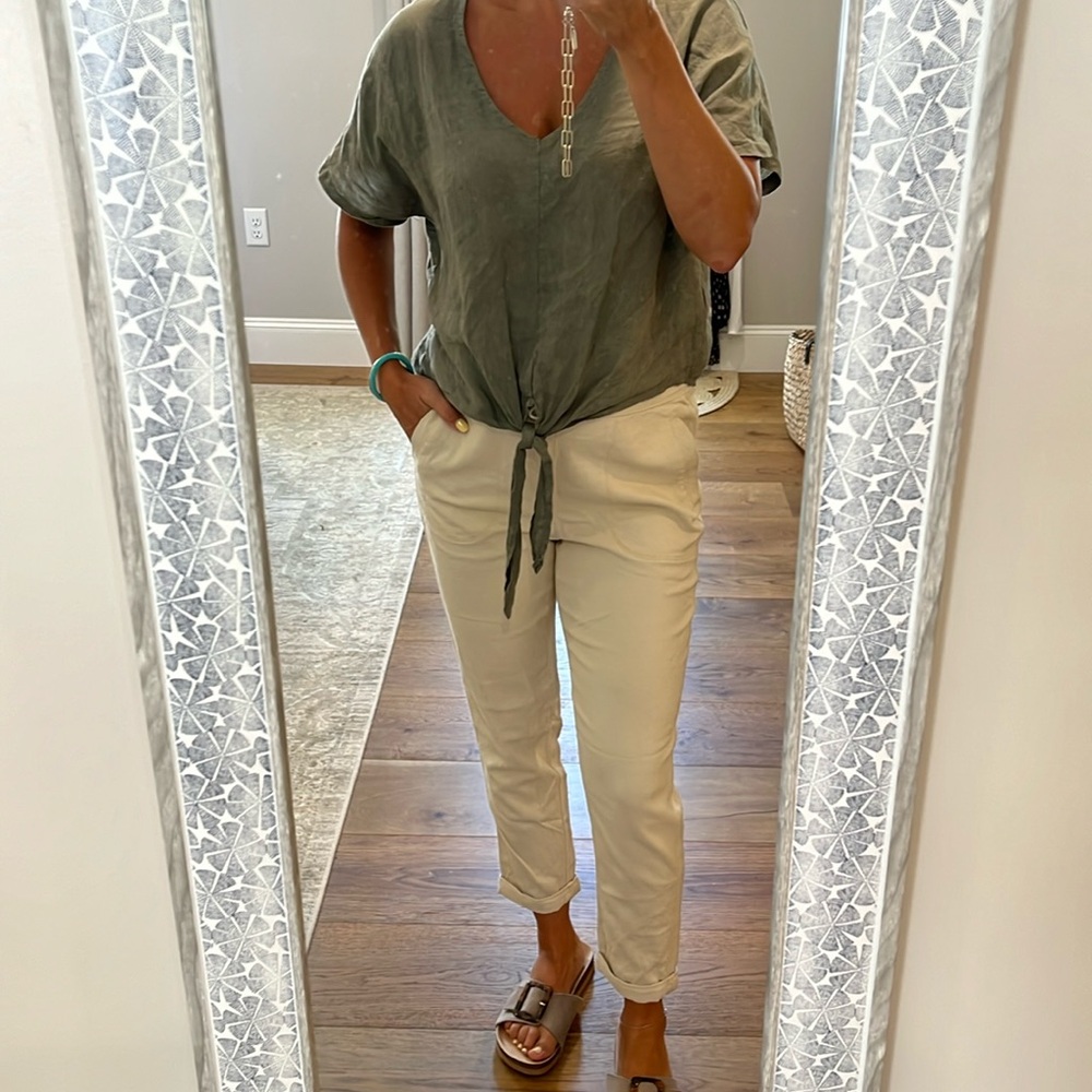 *OUTFIT** Womens linen shirt outfit and drawstring pants